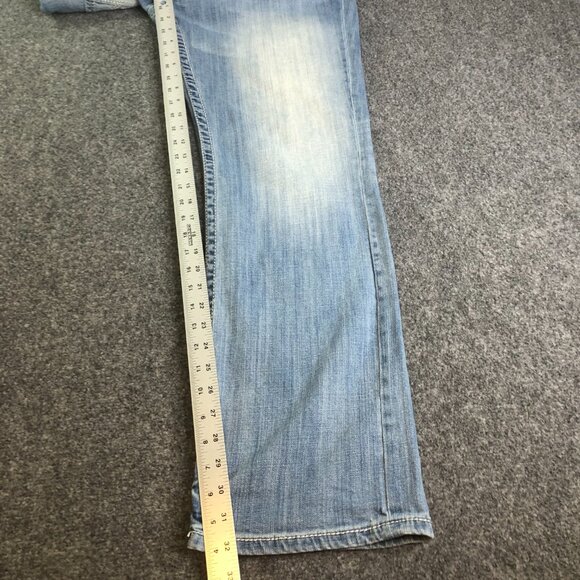 BKE Jeans Mens 33L 33x31 Blue Carter Bootcut Wester Faded Whiskering - Picture 7 of 11